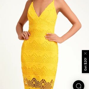 Lulus Sway Away Golden Yellow Crochet Dress